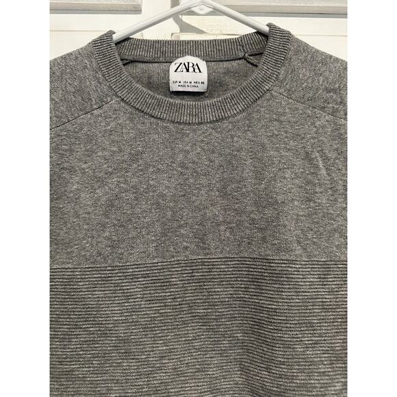 Zara Women's Gray Ribbed Long Sleeve Sweater Crewneck Textured Size MEDIUM - Picture 2 of 6
